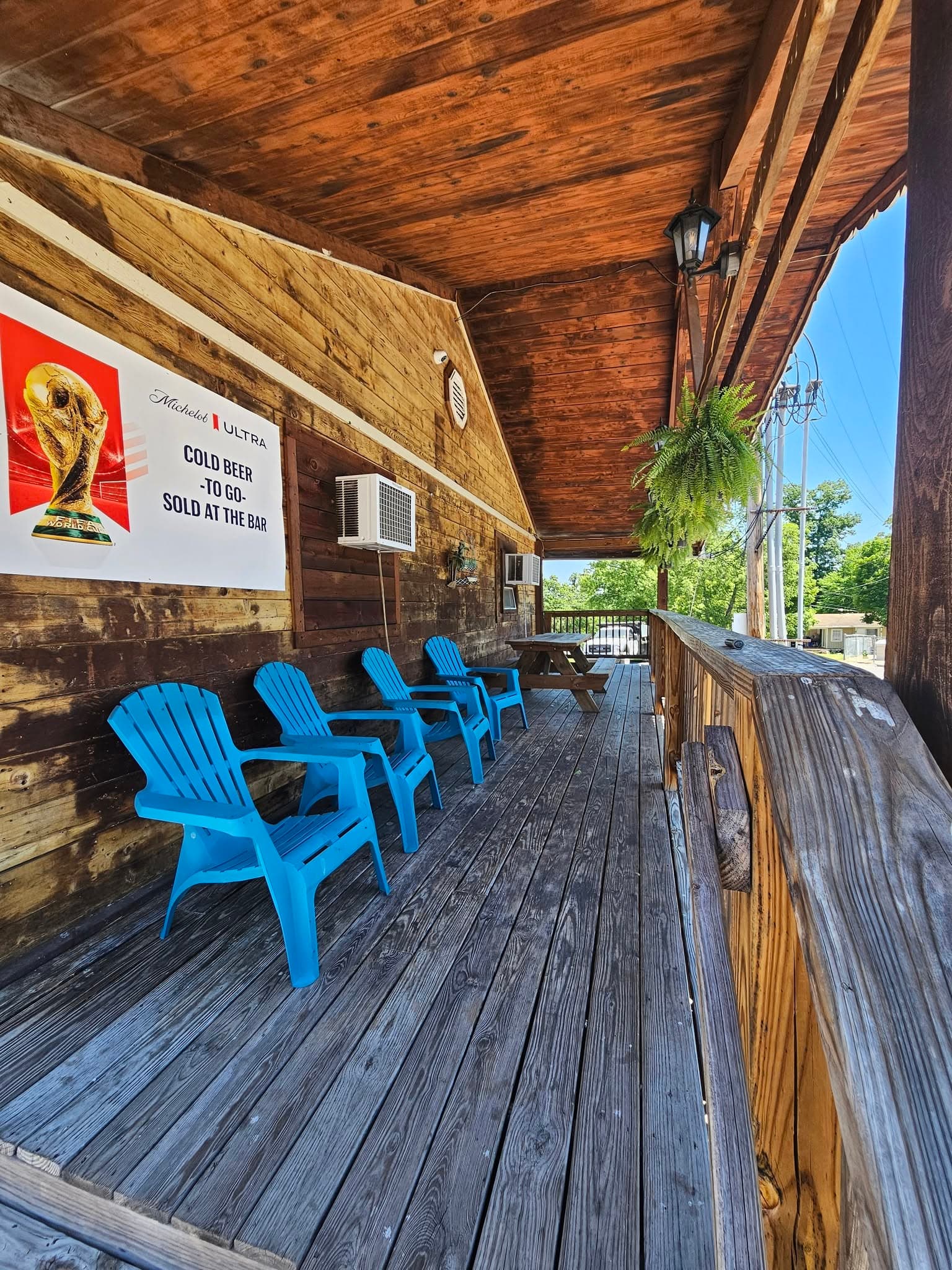 Covered porch at the River Bend Bar & Grill